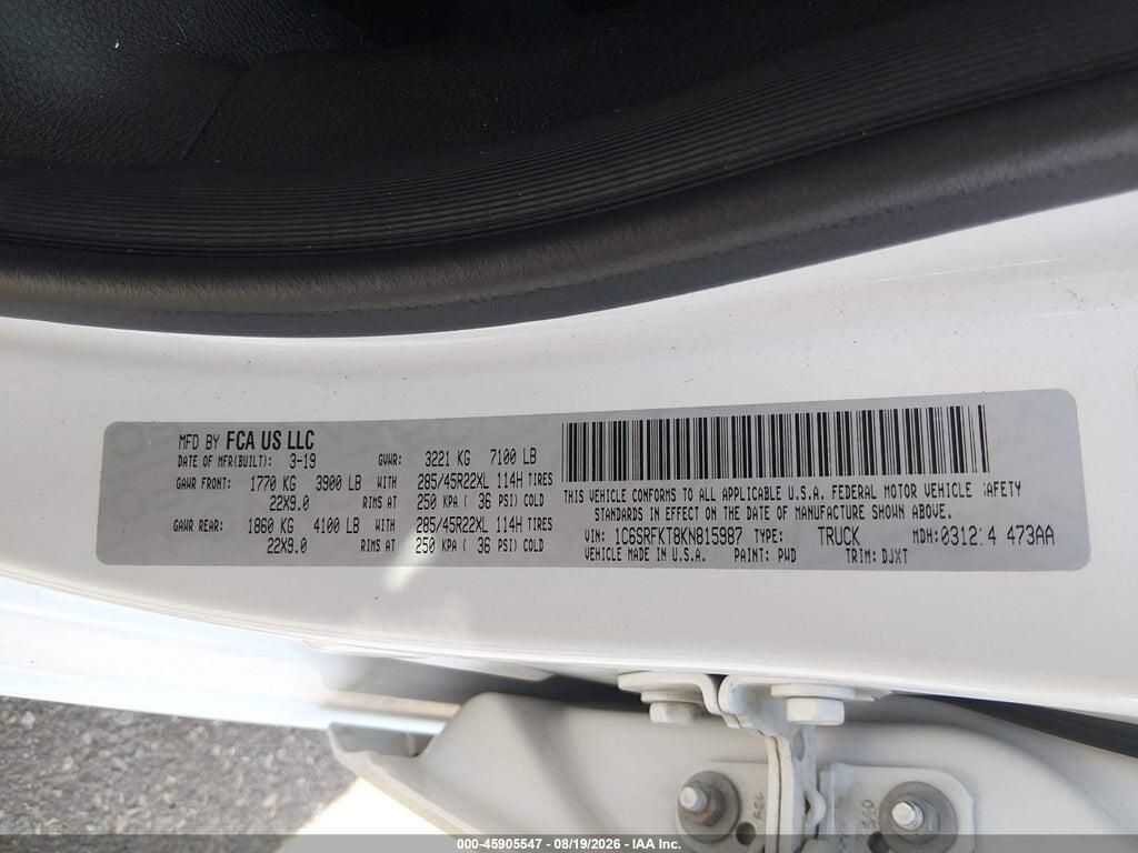 1C6SRFKT8KN815987 2019 RAM 1500 photo no. 9