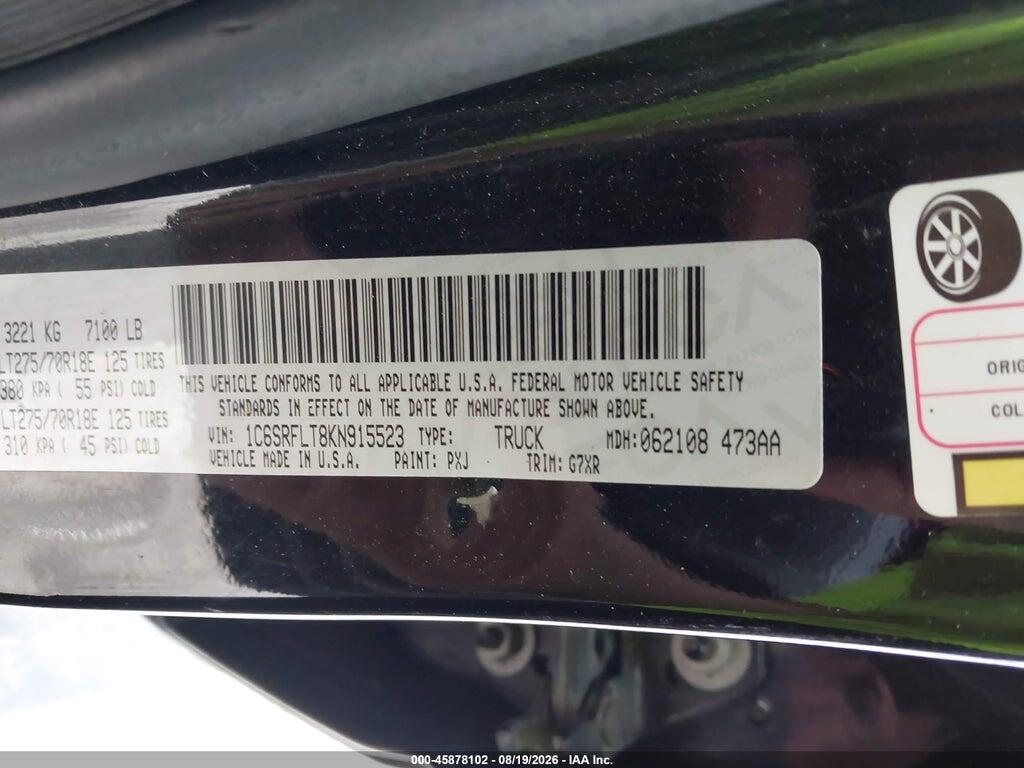 1C6SRFLT8KN915523 2019 RAM 1500 photo no. 9