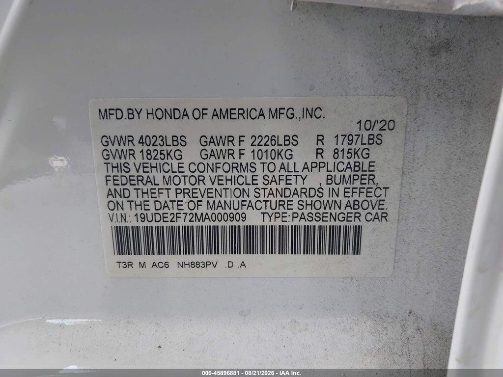 19UDE2F72MA000909 2021 ACURA ILX photo no. 9