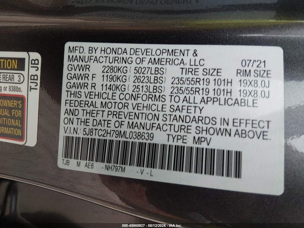 5J8TC2H79ML038639 2021 ACURA RDX photo no. 9