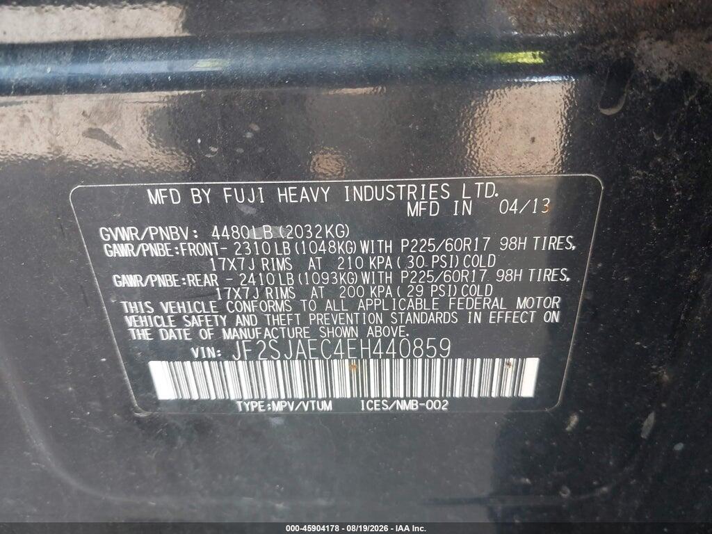 JF2SJAEC4EH440859 2014 SUBARU FORESTER photo no. 9