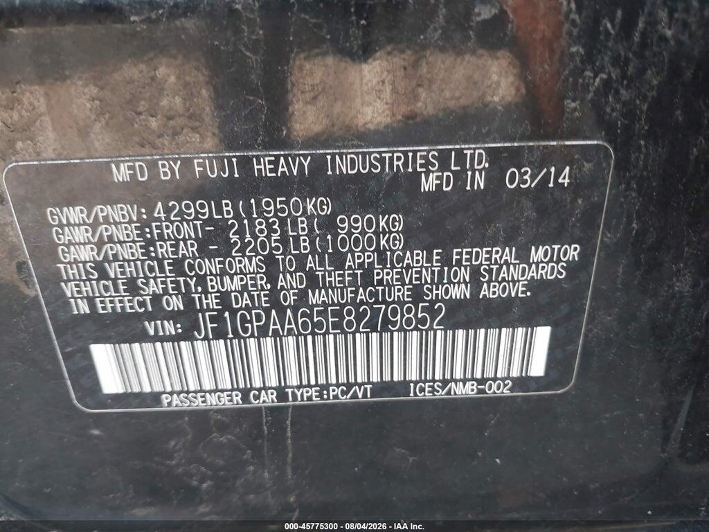 JF1GPAA65E8279852 2014 SUBARU IMPREZA photo no. 9