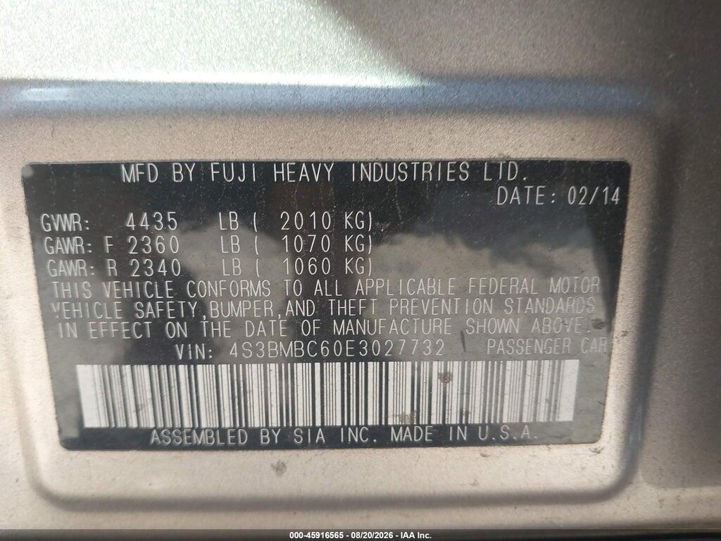 4S3BMBC60E3027732 2014 SUBARU LEGACY photo no. 9
