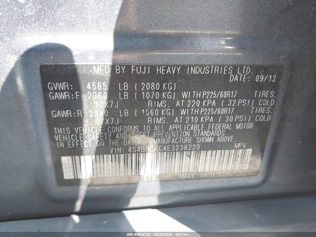 4S4BRCAC4E3238220 2014 SUBARU OUTBACK photo no. 9