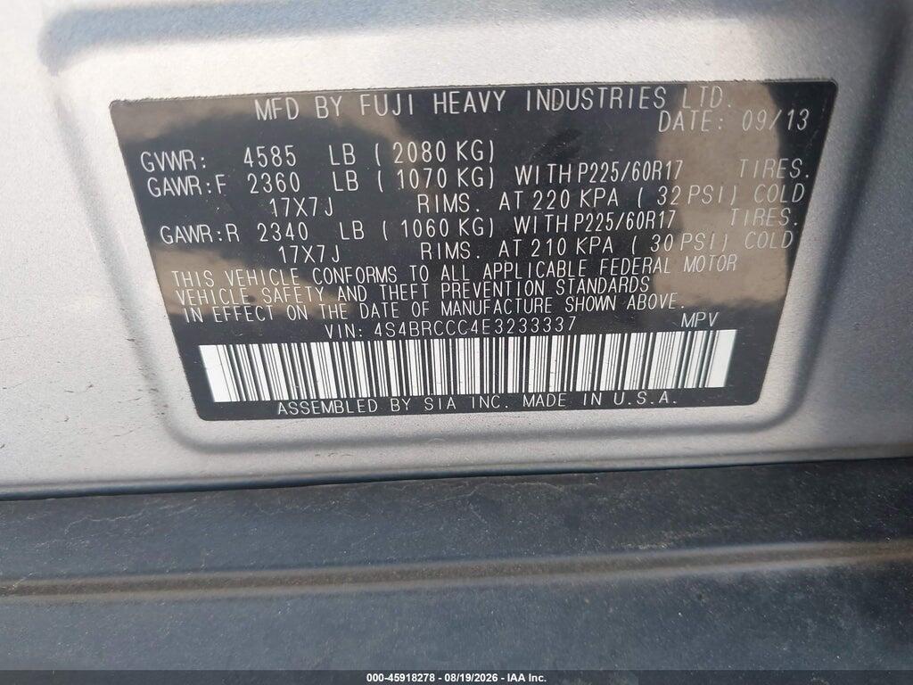 4S4BRCCC4E3233337 2014 SUBARU OUTBACK photo no. 9