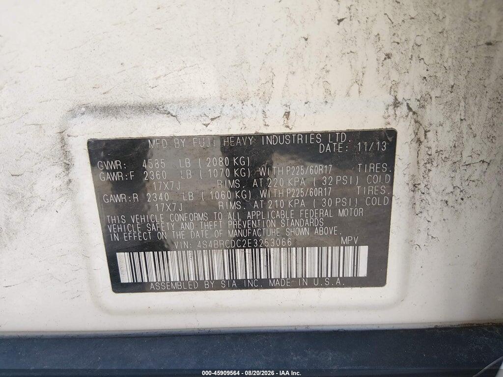 4S4BRCDC2E3253066 2014 SUBARU OUTBACK photo no. 9