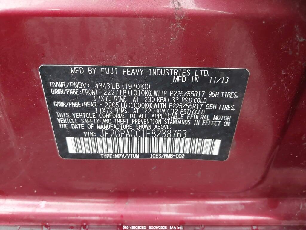 JF2GPACC1E8238763 2014 SUBARU XV CROSSTREK photo no. 9