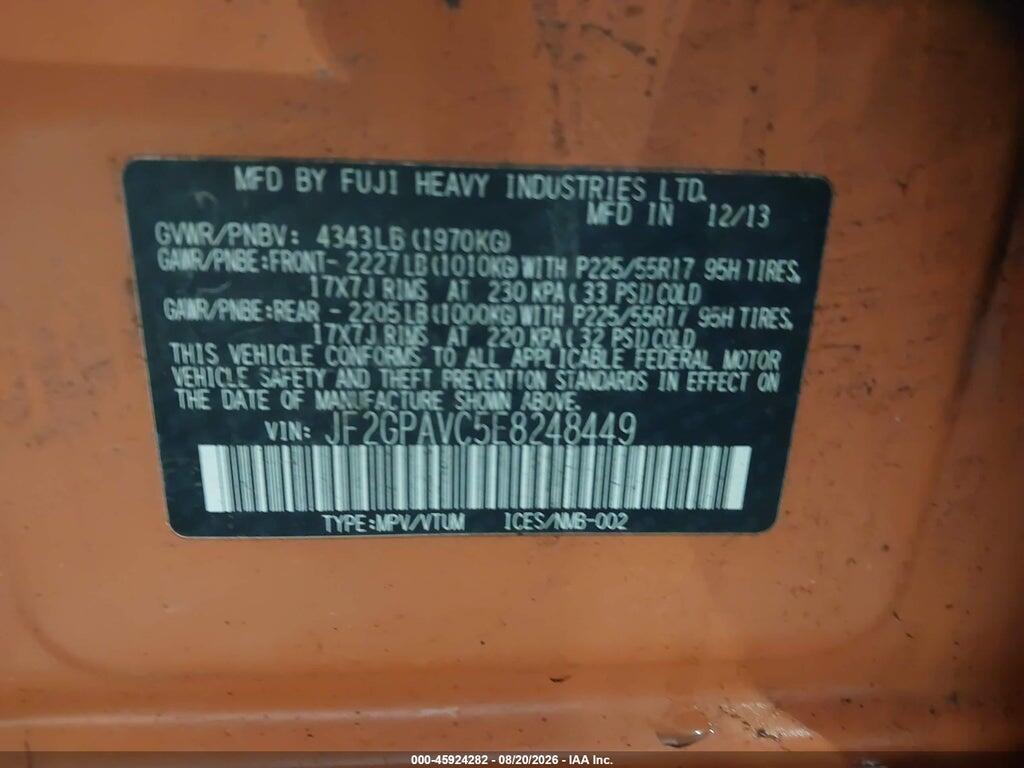 JF2GPAVC5E8248449 2014 SUBARU XV CROSSTREK photo no. 9