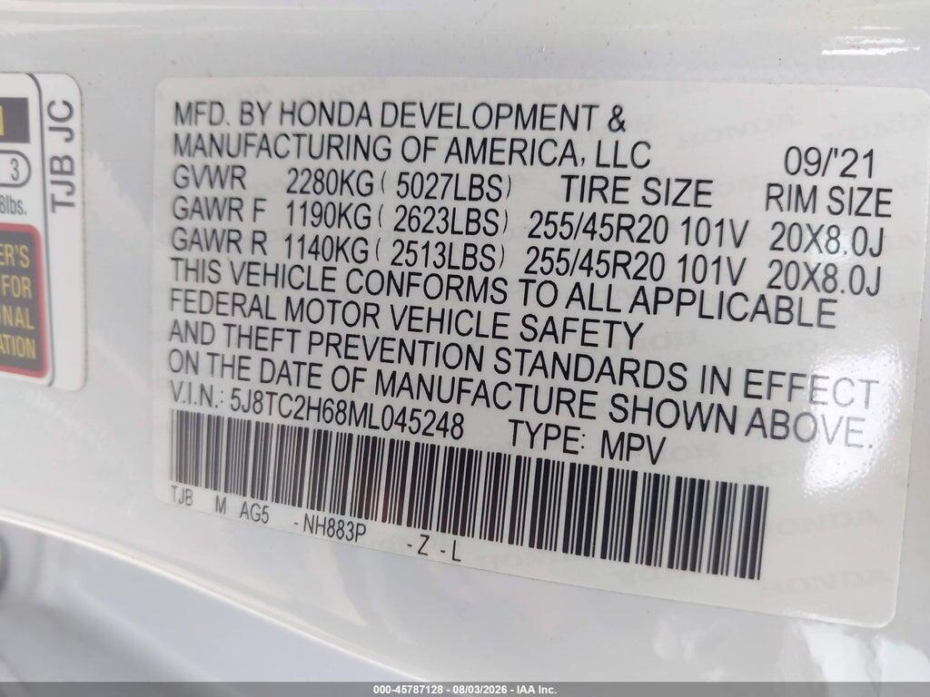 5J8TC2H68ML045248 2021 ACURA RDX photo no. 9