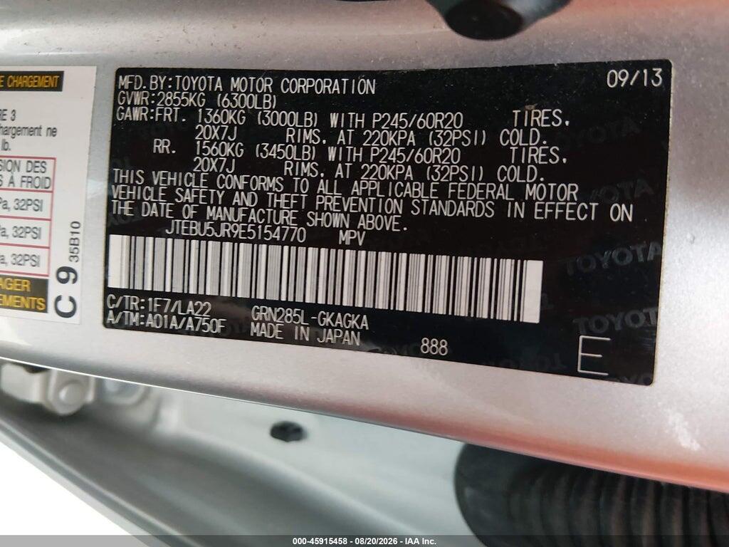 JTEBU5JR9E5154770 2014 TOYOTA 4RUNNER photo no. 9
