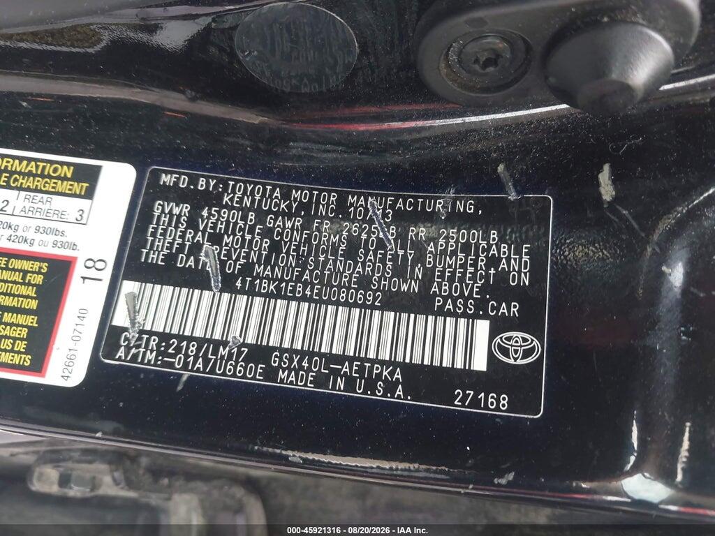 4T1BK1EB4EU080692 2014 TOYOTA AVALON photo no. 9