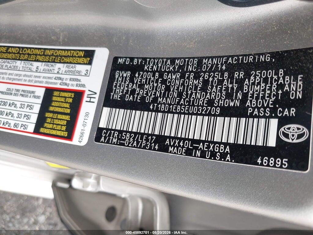 4T1BD1EB5EU032709 2014 TOYOTA AVALON HYBRID photo no. 9