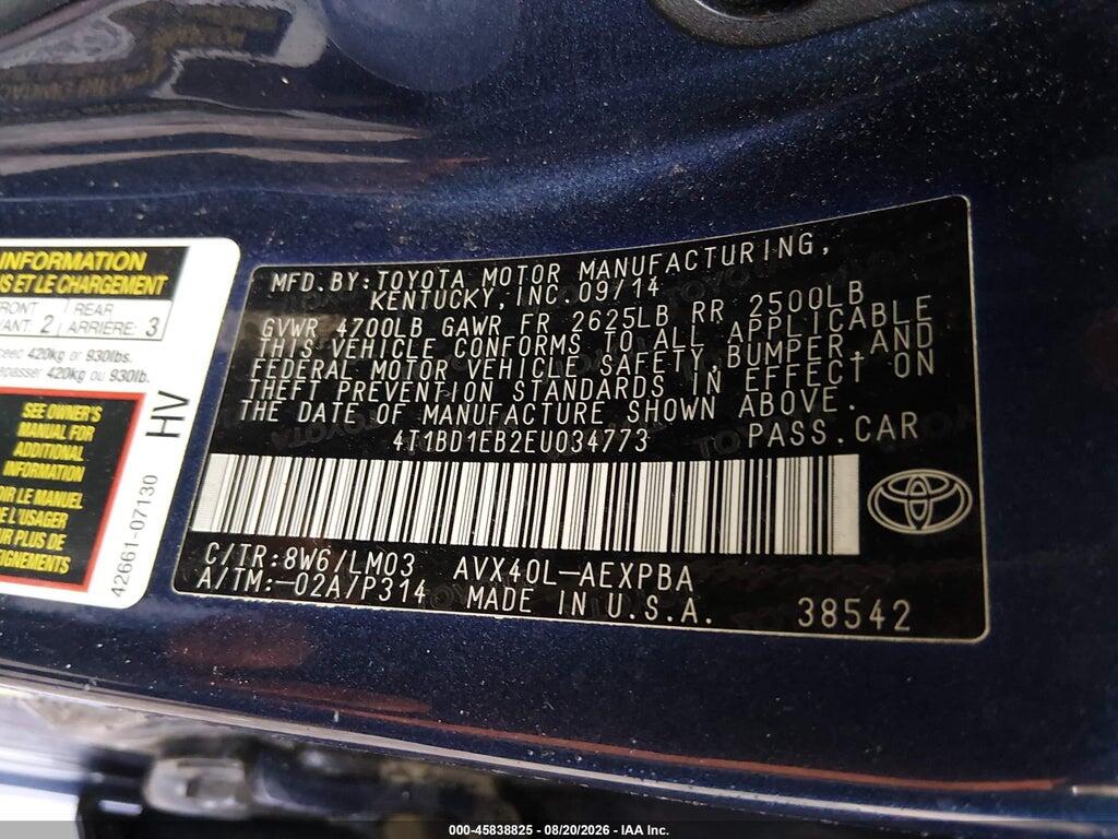 4T1BD1EB2EU034773 2014 TOYOTA AVALON HYBRID photo no. 9