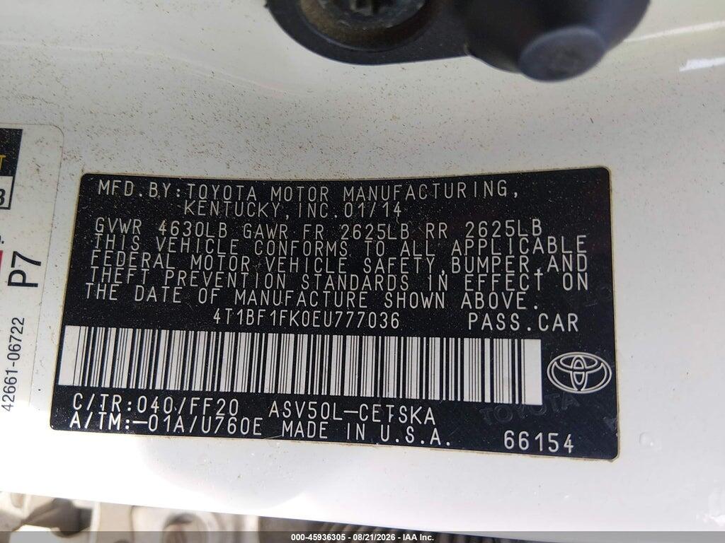4T1BF1FK0EU777036 2014 TOYOTA CAMRY photo no. 9