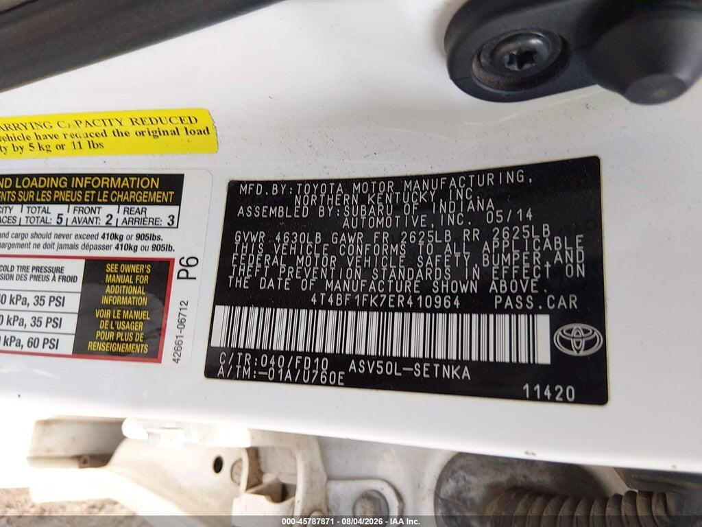 4T4BF1FK7ER410964 2014 TOYOTA CAMRY photo no. 9