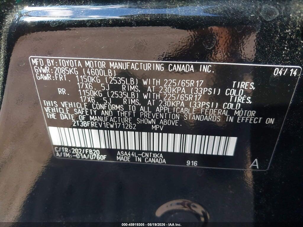 2T3BFREV1EW171262 2014 TOYOTA RAV4 photo no. 9