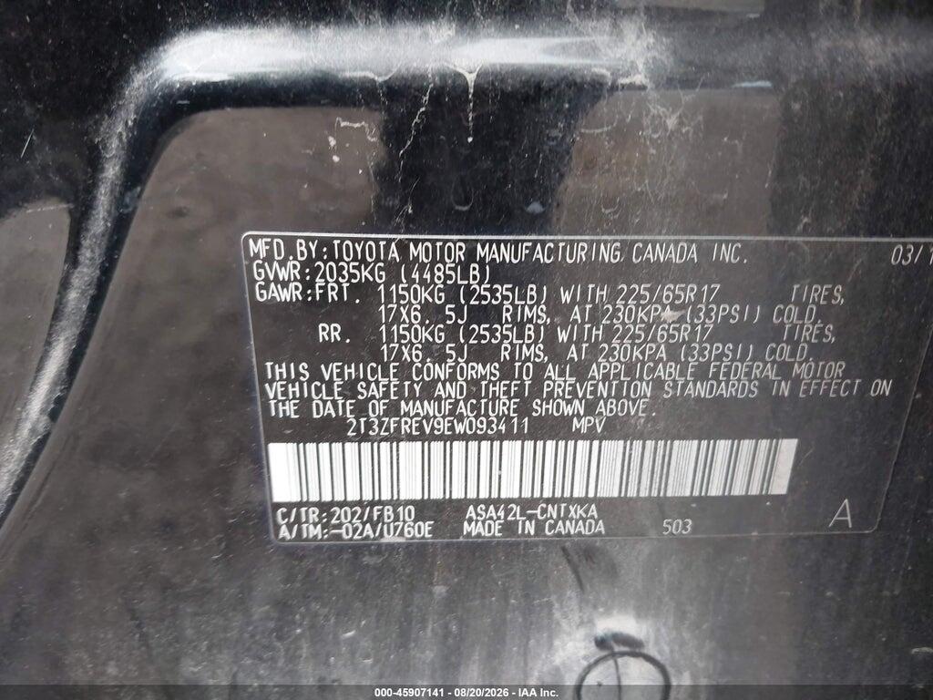 2T3ZFREV9EW093411 2014 TOYOTA RAV4 photo no. 9