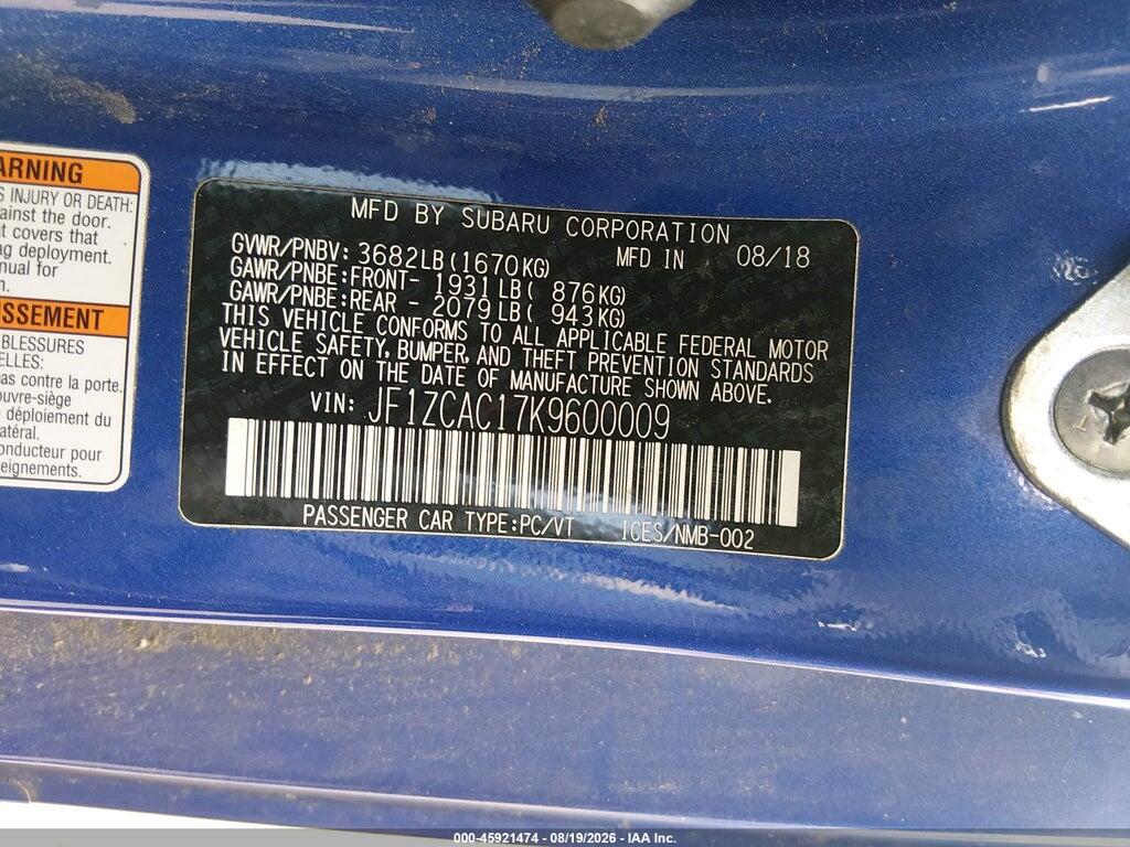 JF1ZCAC17K9600009 2019 SUBARU BRZ photo no. 9