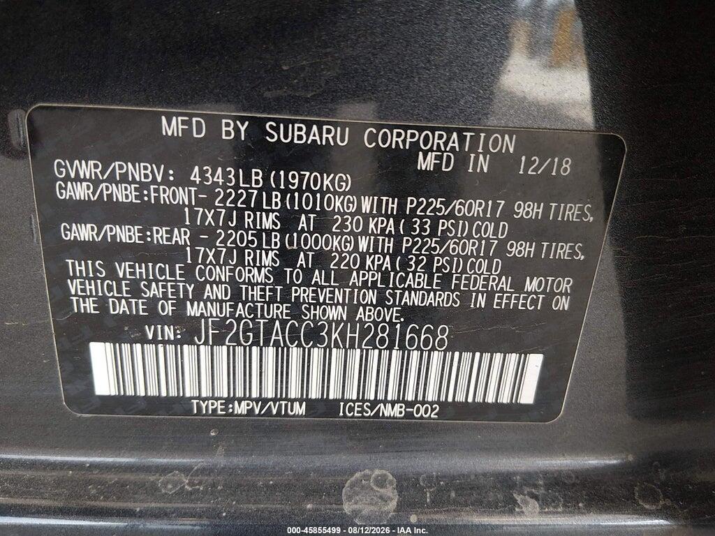 JF2GTACC3KH281668 2019 SUBARU CROSSTREK photo no. 9