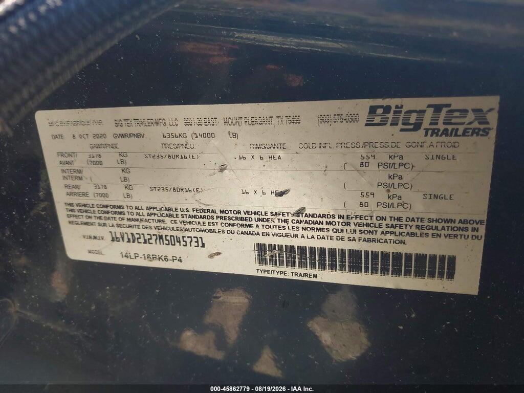16V1D2127M5045731 2021 BIG TEX TRAILER CO INC DUMP TRAILER photo no. 9