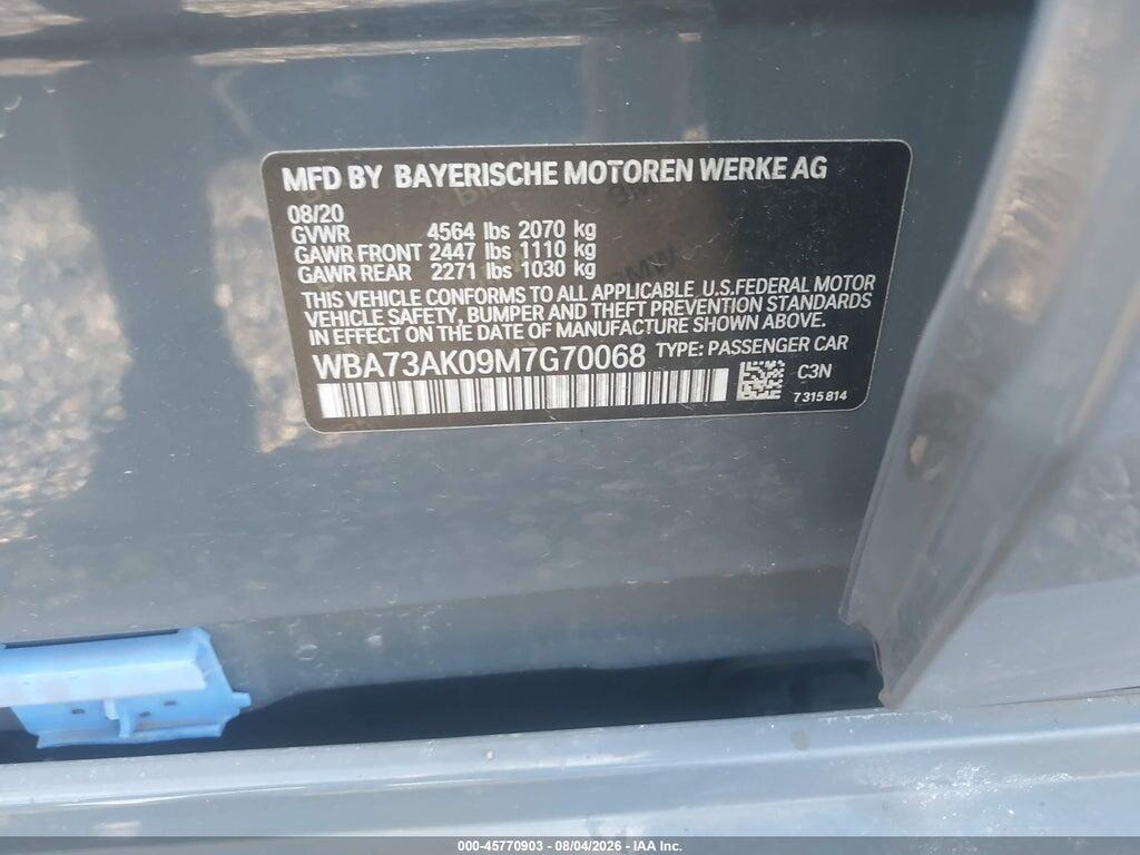 WBA73AK09M7G70068 2021 BMW 228I GRAN COUPE photo no. 9