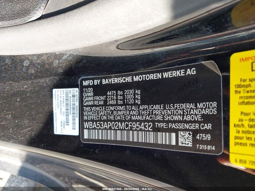 WBA53AP02MCF95432 2021 BMW 430I photo no. 9