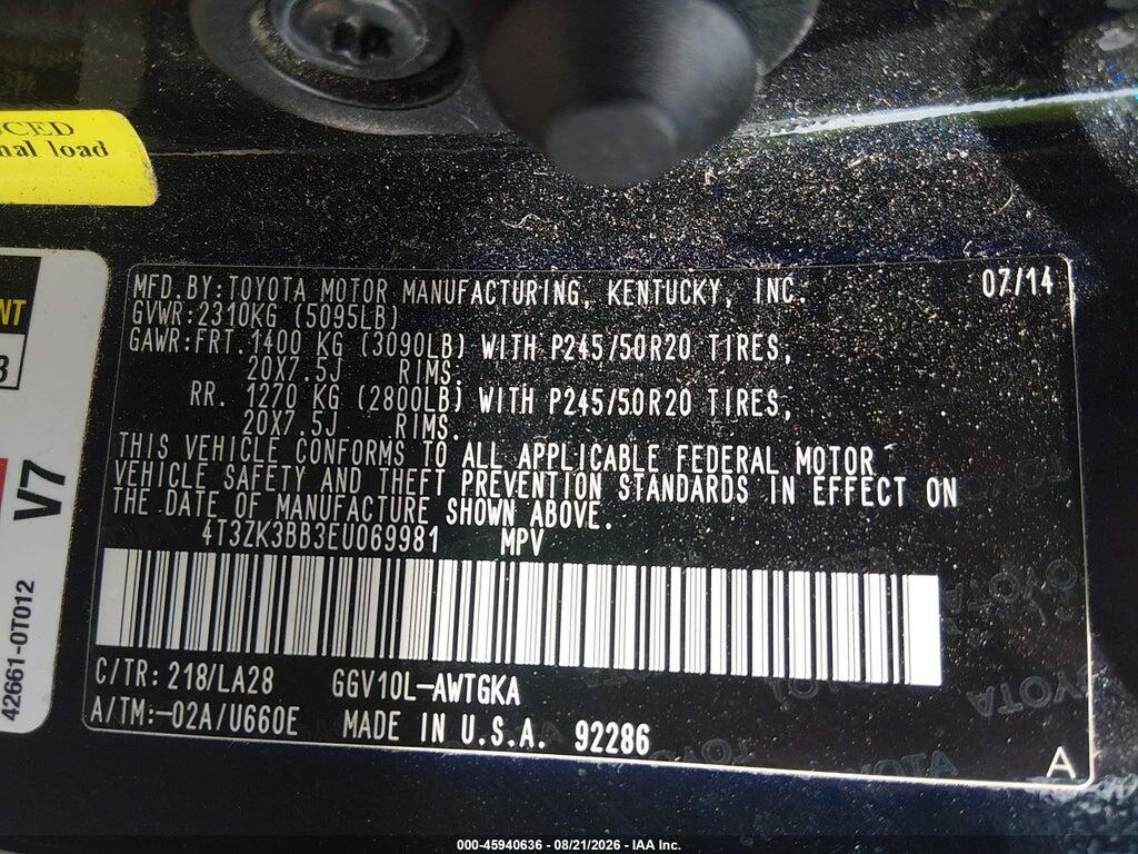4T3ZK3BB3EU069981 2014 TOYOTA VENZA photo no. 9