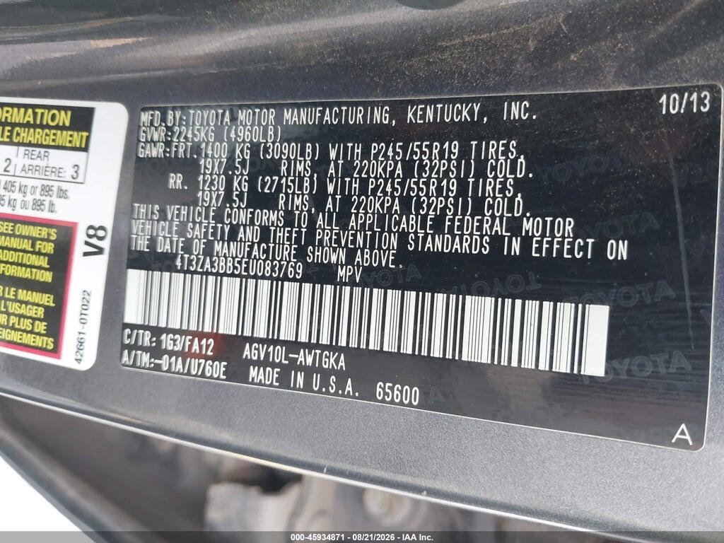 4T3ZA3BB5EU083769 2014 TOYOTA VENZA photo no. 9