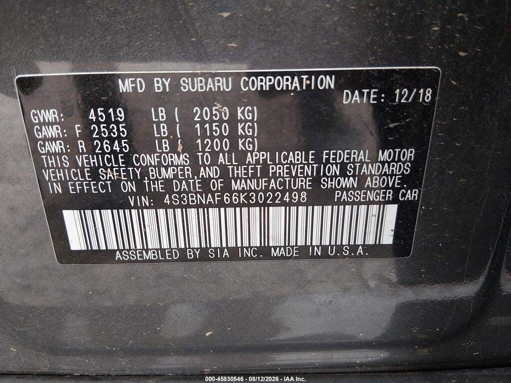 4S3BNAF66K3022498 2019 SUBARU LEGACY photo no. 9