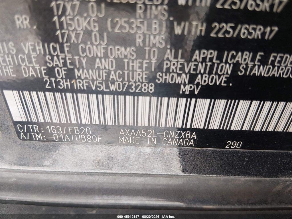 2T3H1RFV5LW073288 2020 TOYOTA RAV4 photo no. 9