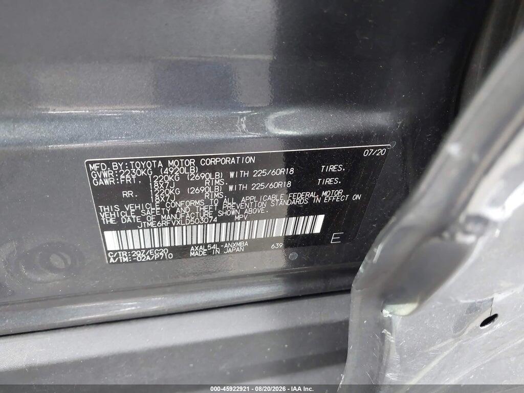 JTME6RFVXLD503074 2020 TOYOTA RAV4 HYBRID photo no. 9