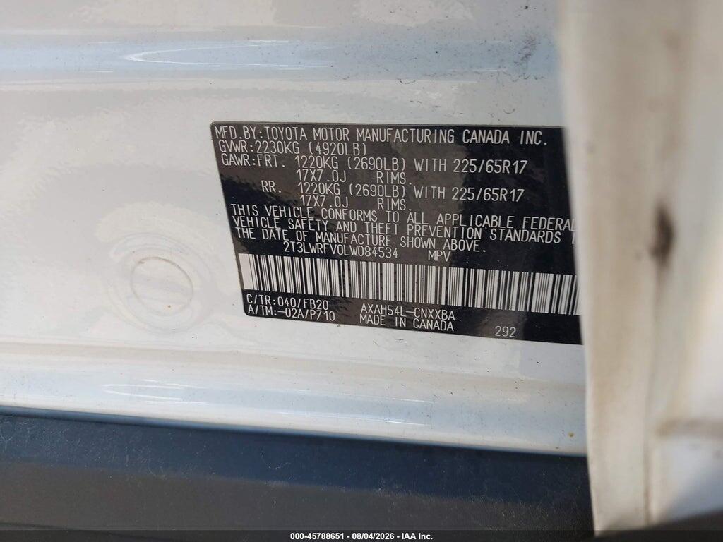 2T3LWRFV0LW084534 2020 TOYOTA RAV4 HYBRID photo no. 9