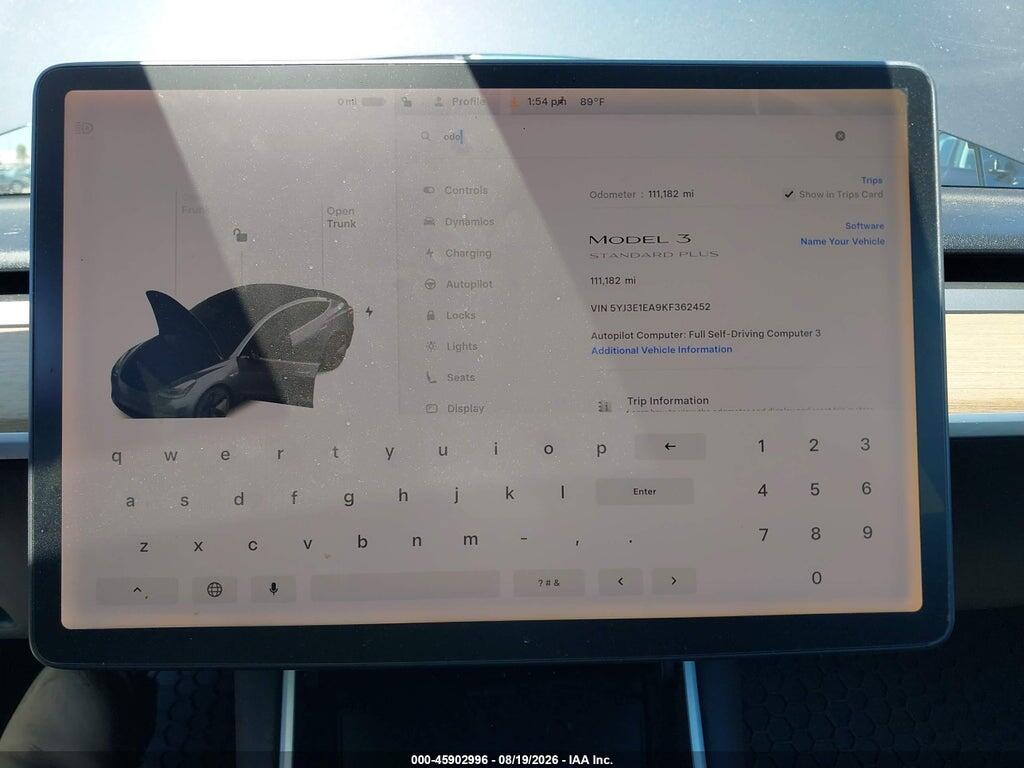 5YJ3E1EA9KF362452 2019 TESLA MODEL 3 photo no. 7