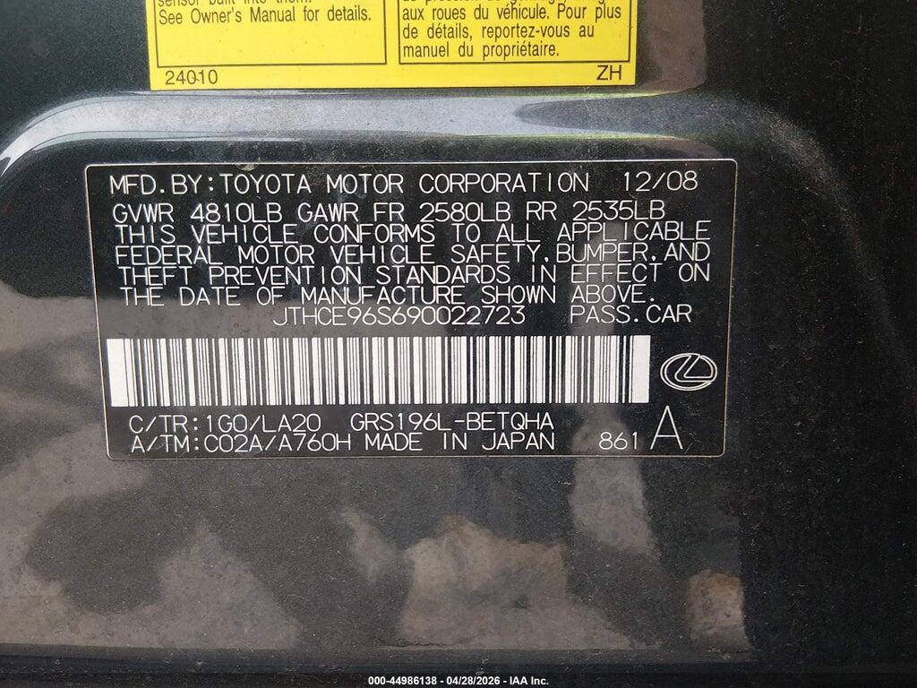 JTHCE96S690022723 2009 LEXUS GS 350 photo no. 9