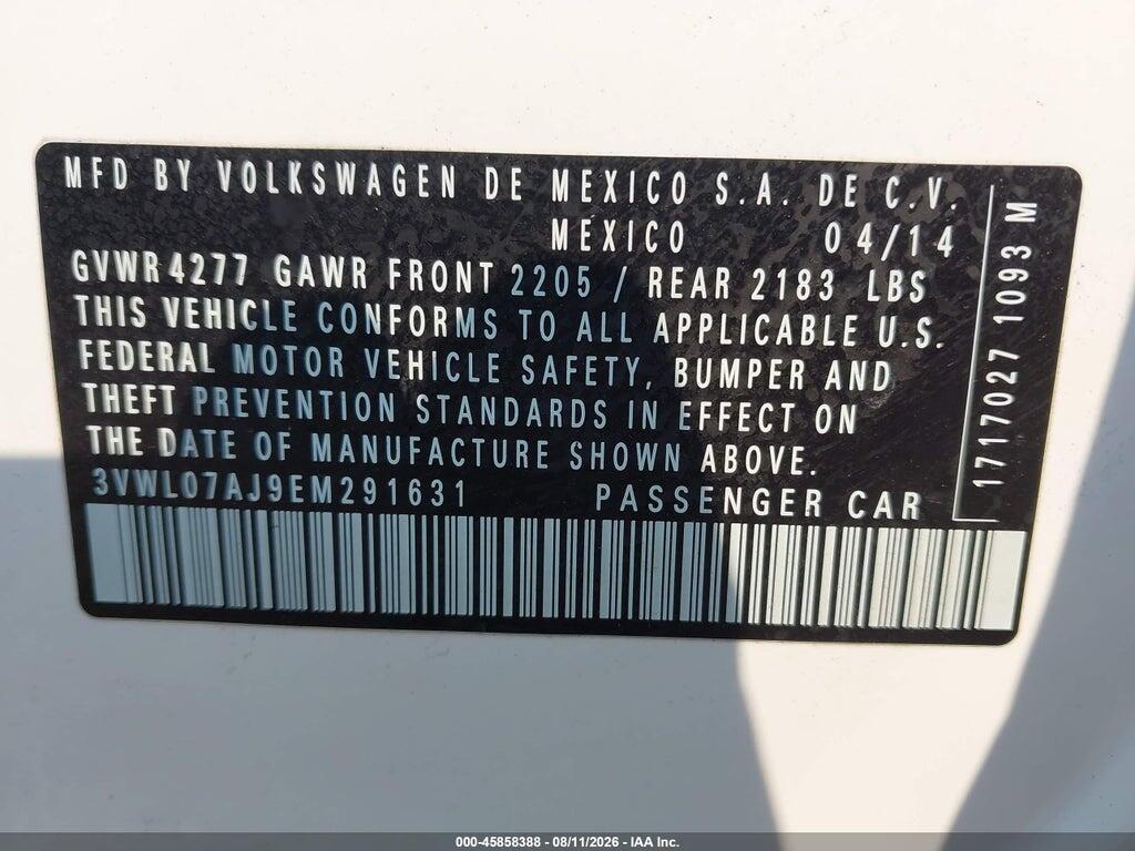 3VWL07AJ9EM291631 2014 VOLKSWAGEN JETTA photo no. 9