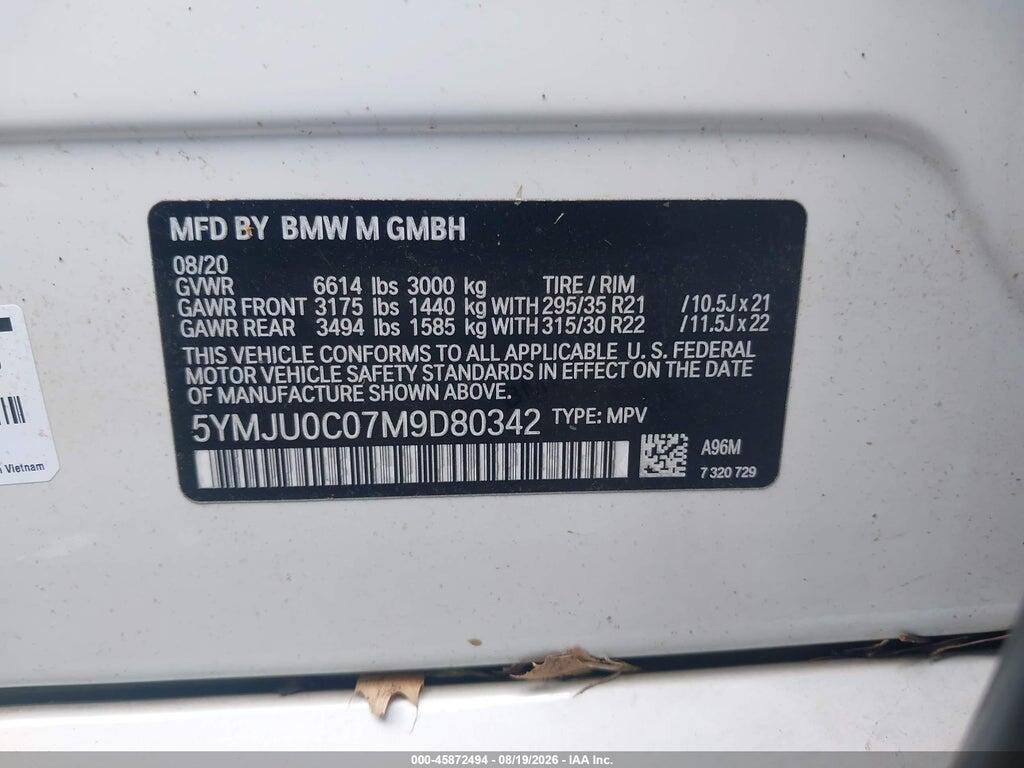 5YMJU0C07M9D80342 2021 BMW X5 M photo no. 9