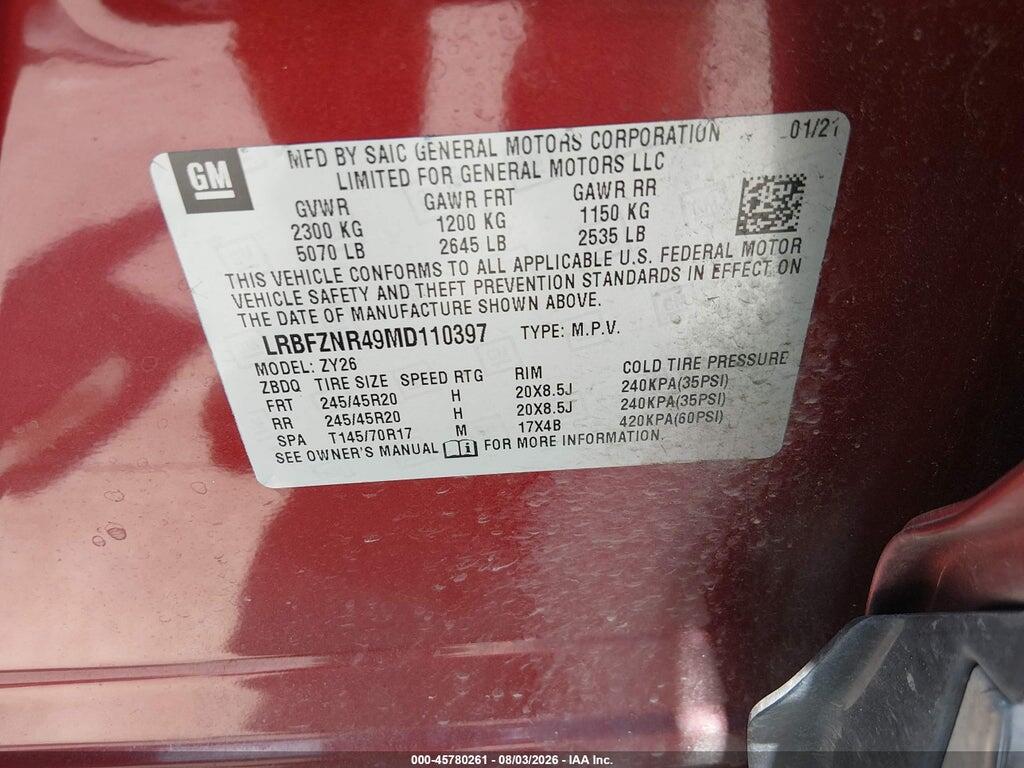 LRBFZNR49MD110397 2021 BUICK ENVISION photo no. 9