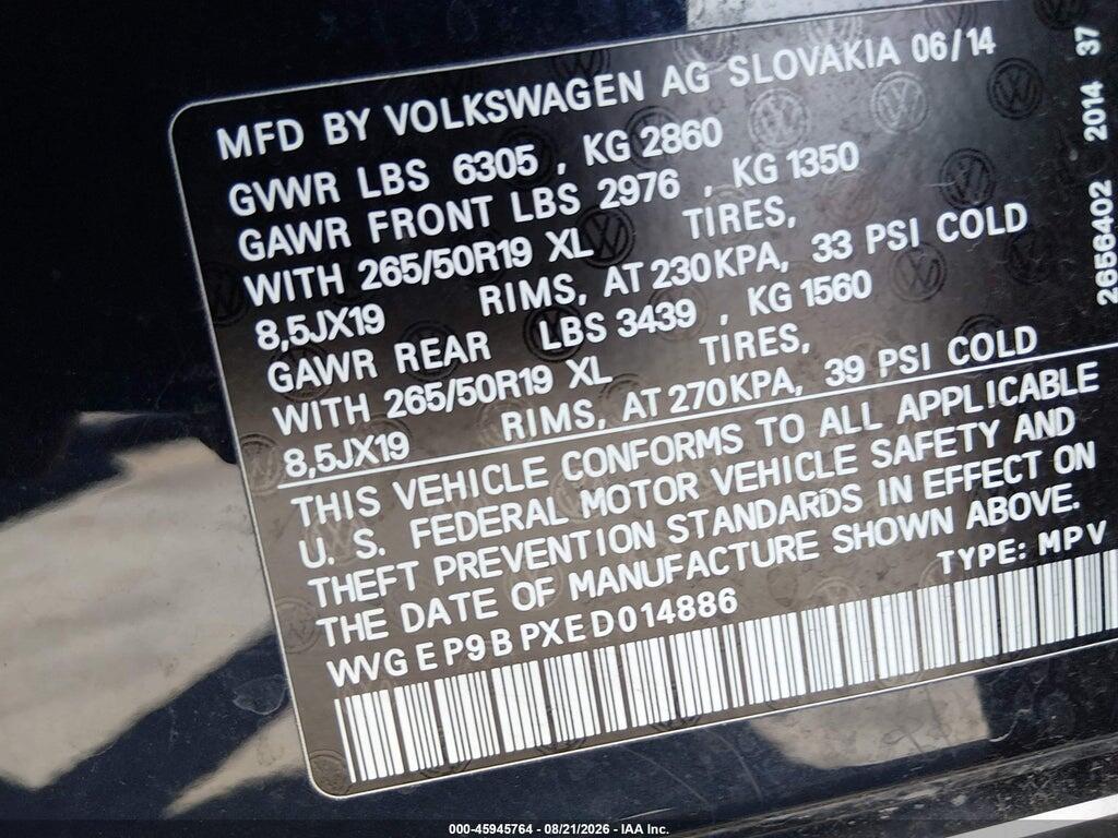 WVGEP9BPXED014886 2014 VOLKSWAGEN TOUAREG photo no. 9