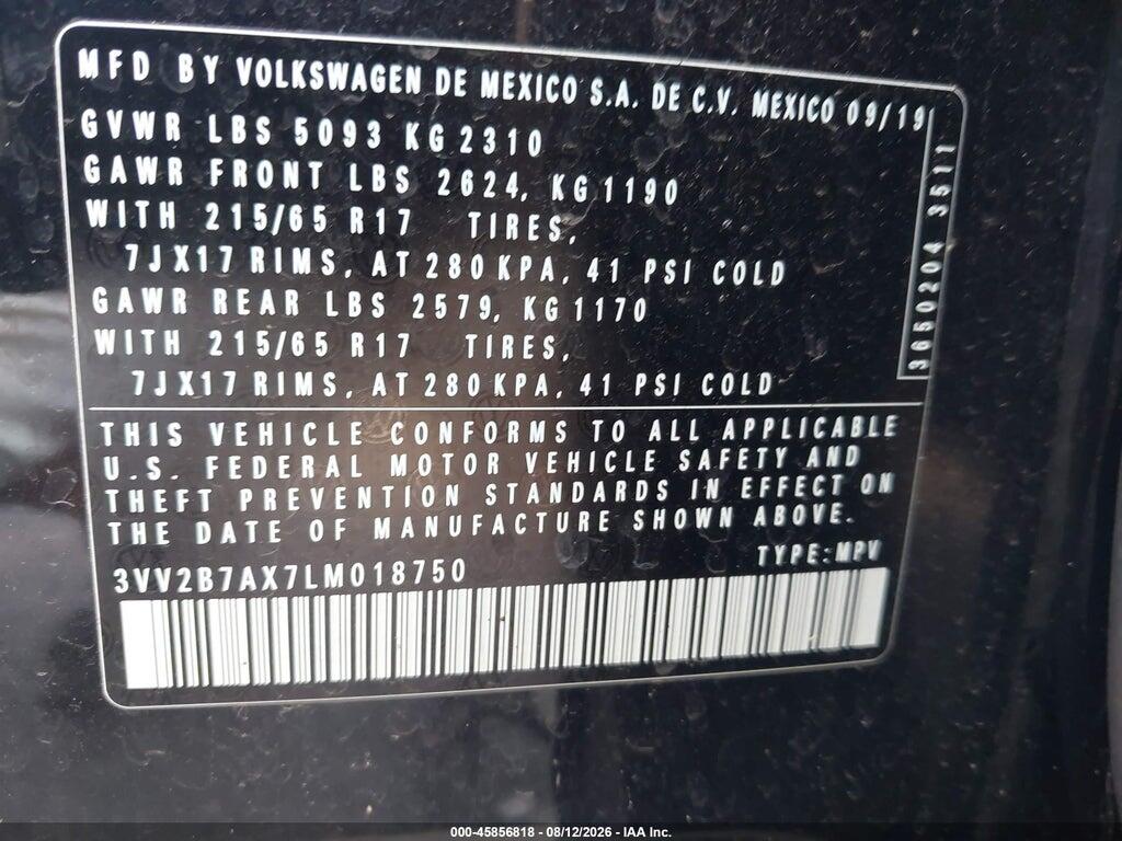 3VV2B7AX7LM018750 2020 VOLKSWAGEN TIGUAN photo no. 9