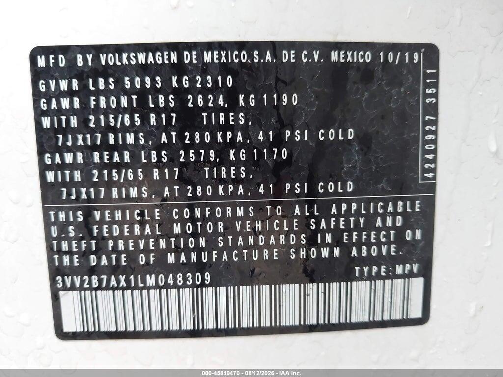 3VV2B7AX1LM048309 2020 VOLKSWAGEN TIGUAN photo no. 9