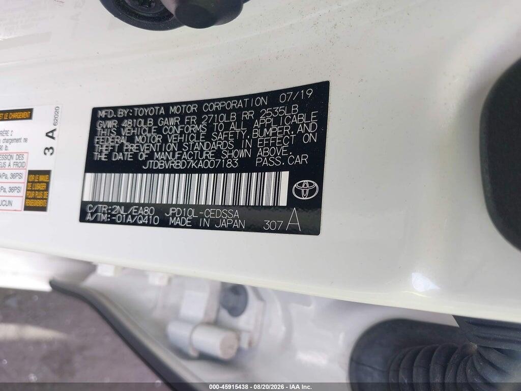 JTDBVRBD7KA007183 2019 TOYOTA MIRAI photo no. 9
