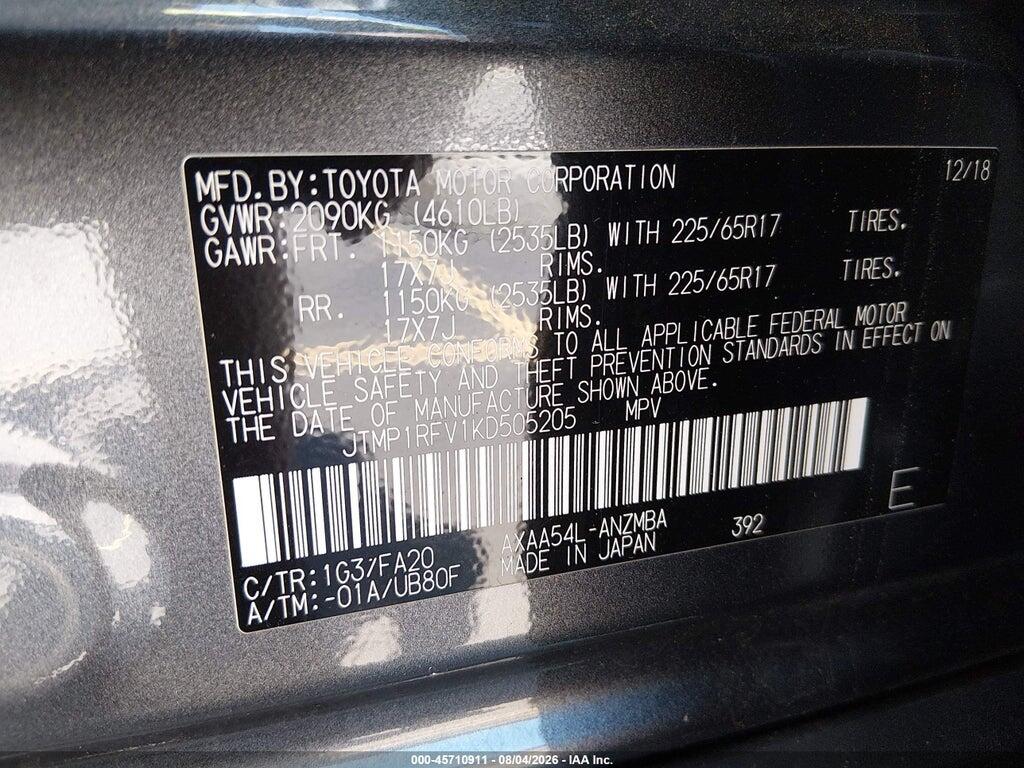 JTMP1RFV1KD505205 2019 TOYOTA RAV4 photo no. 9