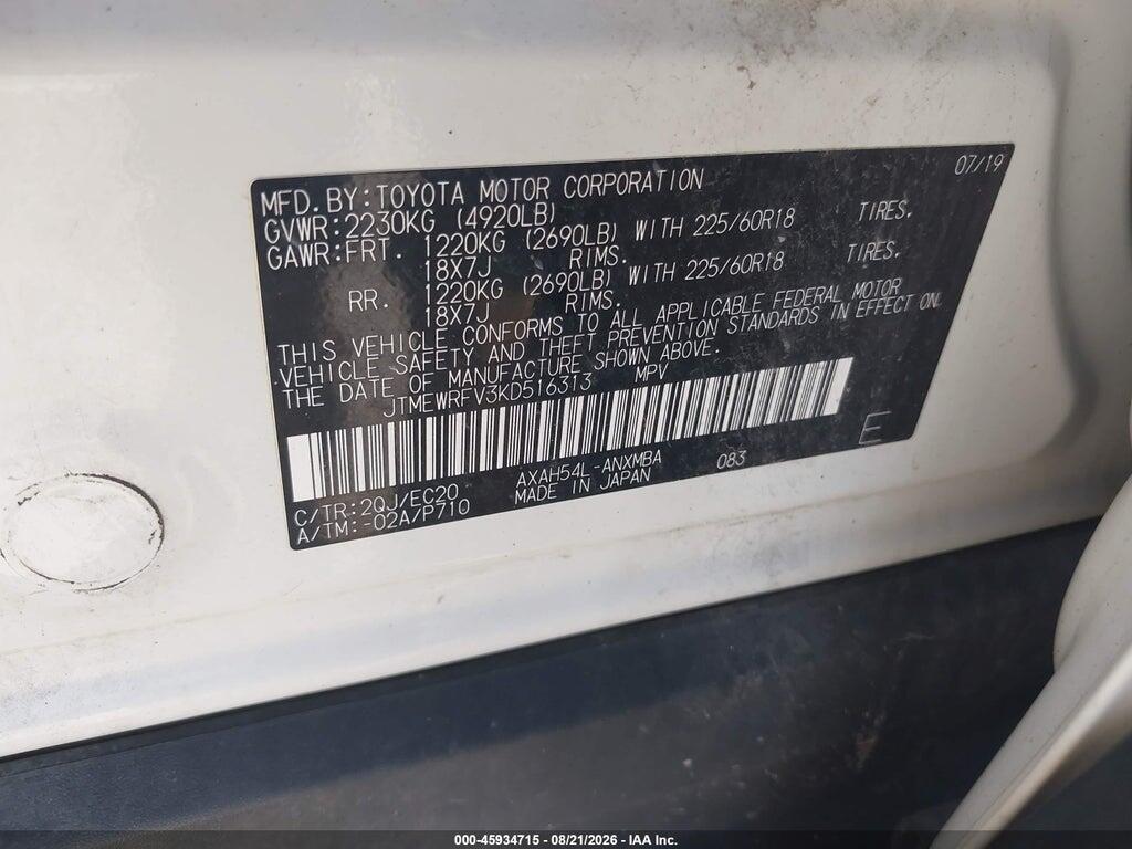 JTMEWRFV3KD516313 2019 TOYOTA RAV4 HYBRID photo no. 9
