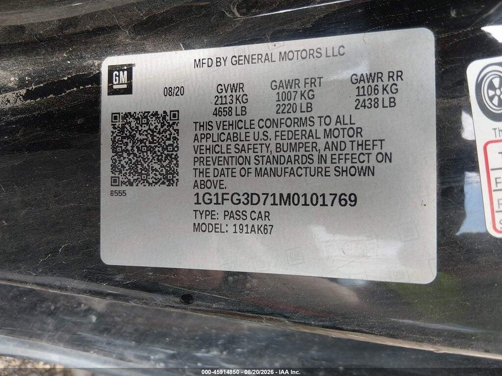 1G1FG3D71M0101769 2021 CHEVROLET CAMARO photo no. 9