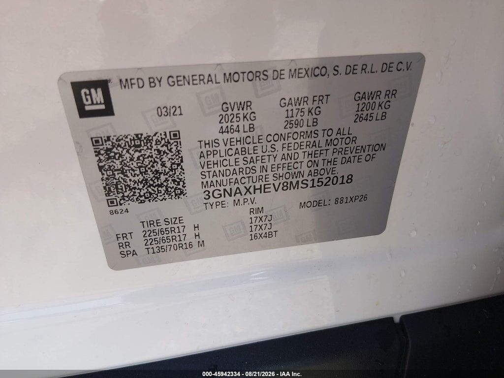 3GNAXHEV8MS152018 2021 CHEVROLET EQUINOX photo no. 9