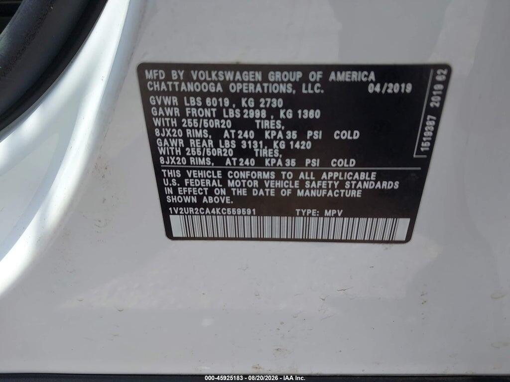 1V2UR2CA4KC559591 2019 VOLKSWAGEN ATLAS photo no. 9