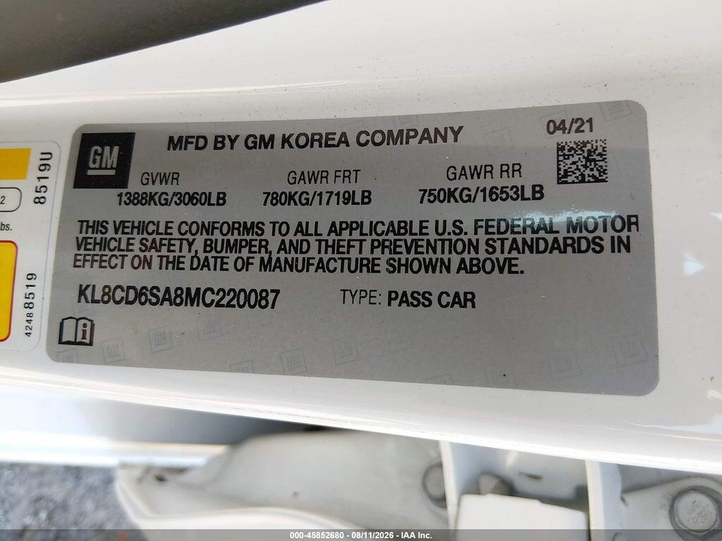 KL8CD6SA8MC220087 2021 CHEVROLET SPARK photo no. 9