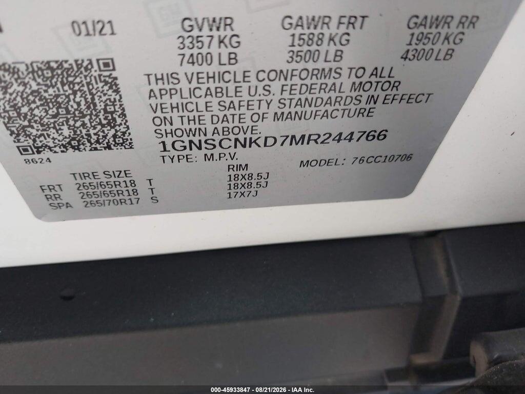 1GNSCNKD7MR244766 2021 CHEVROLET TAHOE photo no. 9