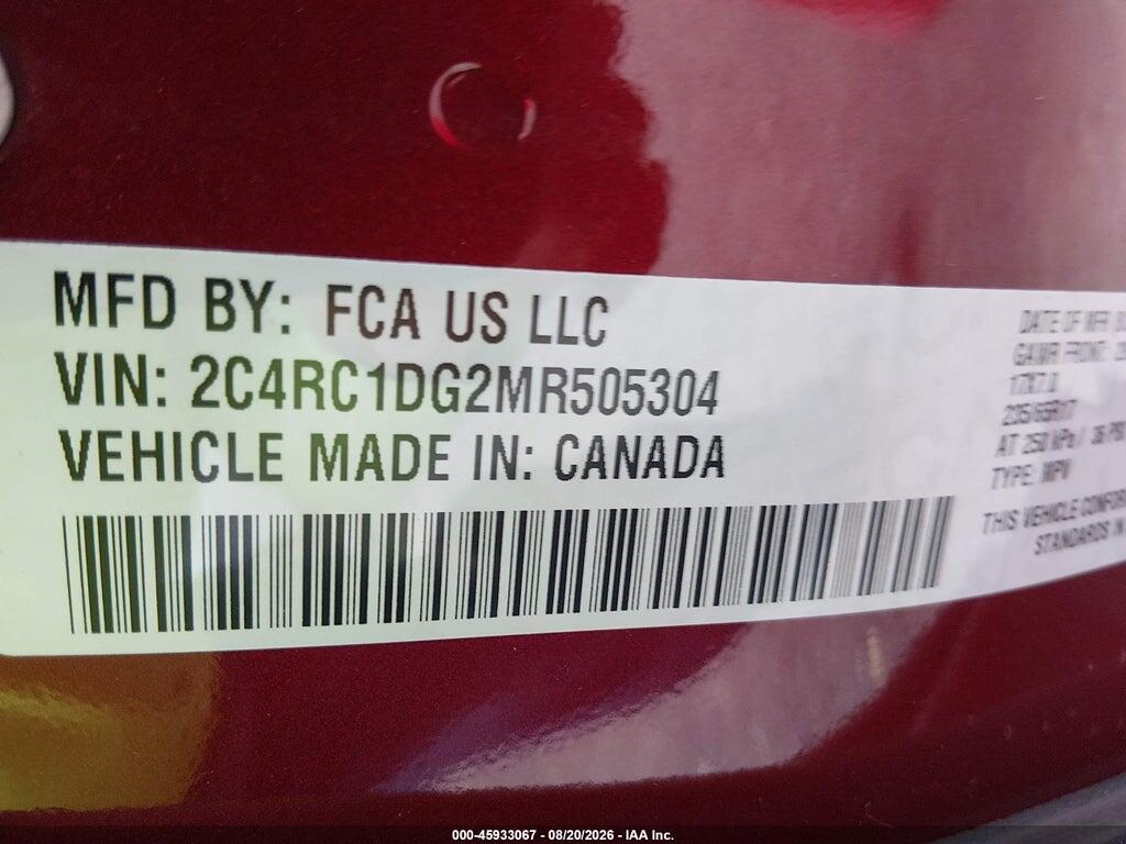 2C4RC1DG2MR505304 2021 CHRYSLER VOYAGER photo no. 9