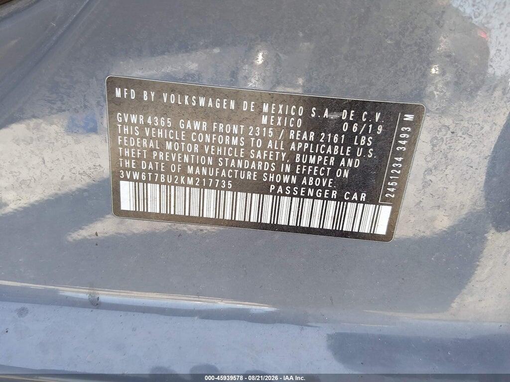 3VW6T7BU2KM217735 2019 VOLKSWAGEN JETTA GLI photo no. 9